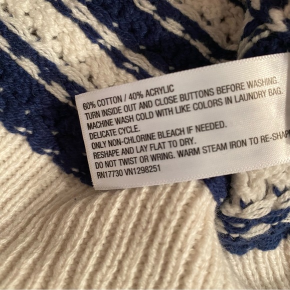 Universal Thread XS Navy White Striped Knit Button Up Sweater - Picture 7 of 8